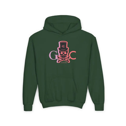 Skull Faded Youth Hoodie - S / Forest Green - Kids clothes