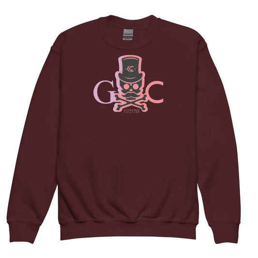 Skull Faded Youth Sweatshirt - Maroon / XS