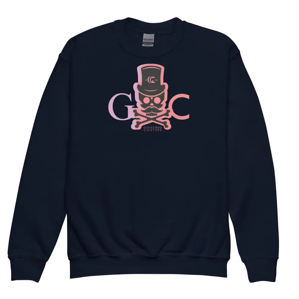 Skull Faded Youth Sweatshirt - Navy / XS