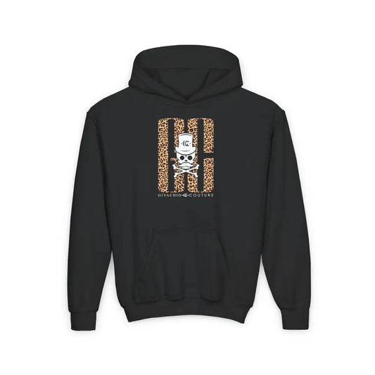 Skull Leopord Youth Hoodie - S / Black - Kids clothes
