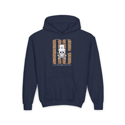 Skull Leopord Youth Hoodie - S / Navy - Kids clothes
