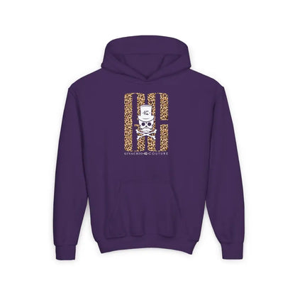 Skull Leopord Youth Hoodie - S / Purple - Kids clothes