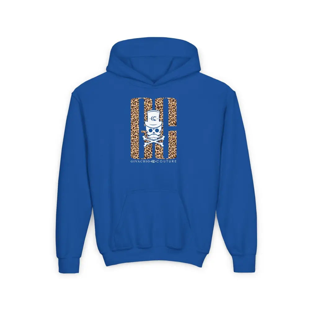 Skull Leopord Youth Hoodie - S / Royal - Kids clothes